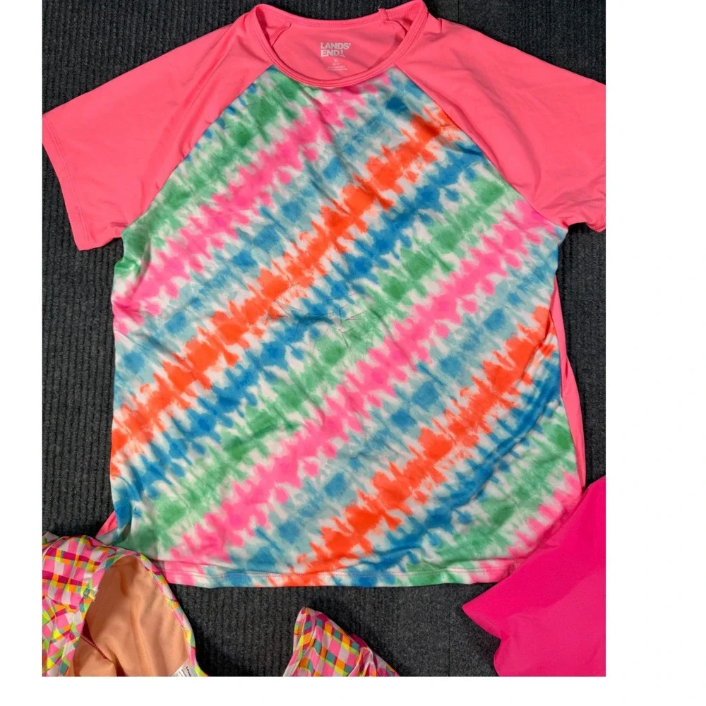 Lands End Girls 3 Piece Swimwear Set Rash Guard and 2 Swim Skirts XL 16 Plus
